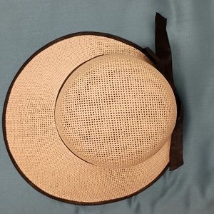 HBY Designer Women's straw hat w satin bow band 1sz $28+ free scarf.
